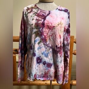 🌈 One-of-a-Kind Geode Ice-Dyed Long Sleeve Top — Sz L